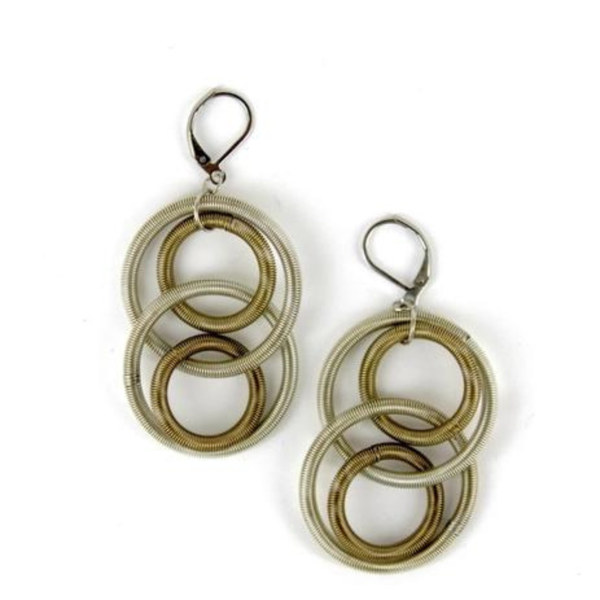 Silver and Bronze Large Wire Loop Earring