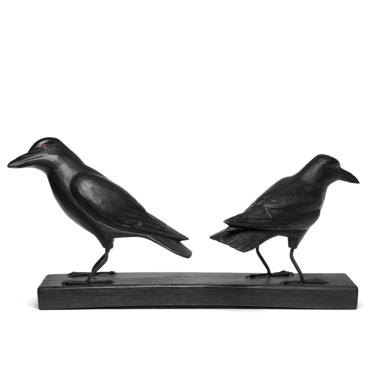 Hand Carved Crow Pair