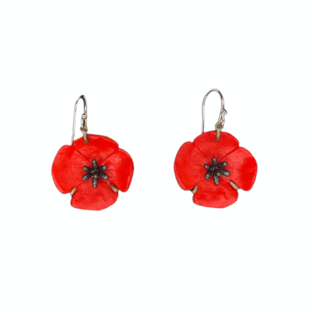 Red Poppy Wire Earrings