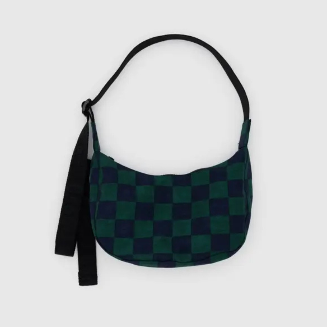 Navy Green Small Nylon Crescent Bag