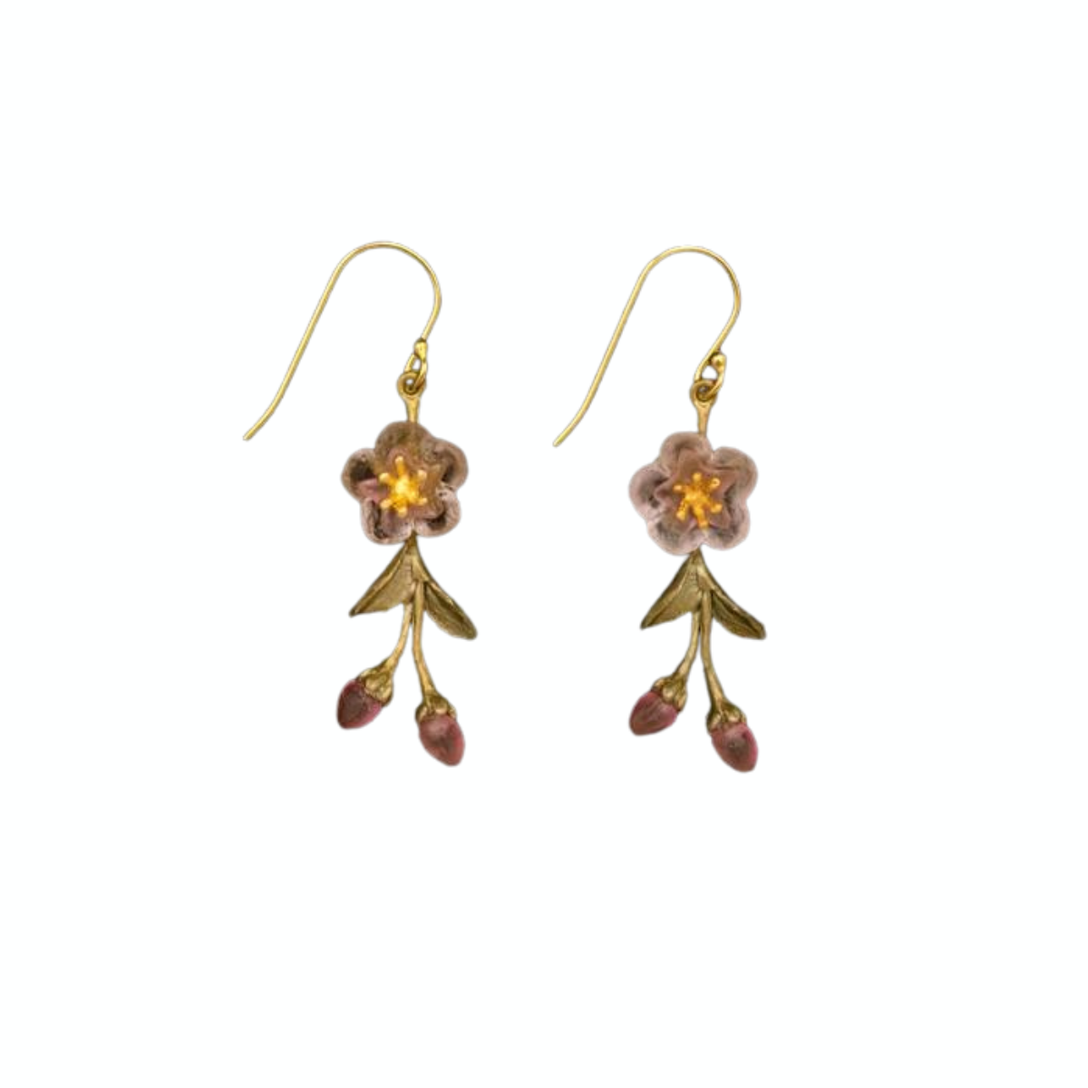 Peach Blossom Dainty Flower Drop Earrings