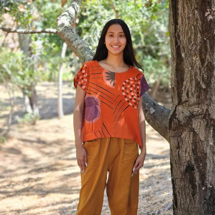 YAZA Dots N Lines Topper Papaya