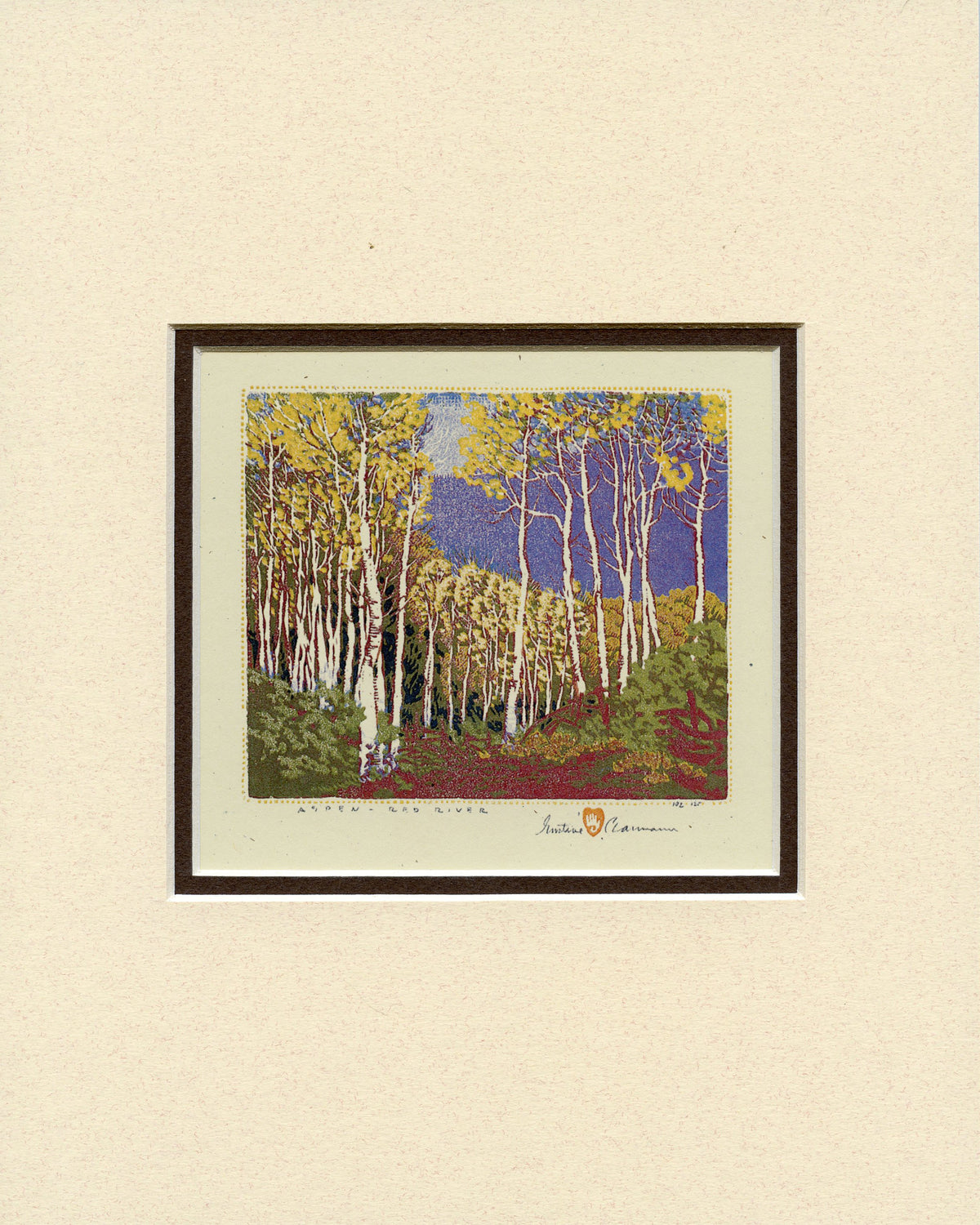 Gustave Baumann Aspen - Red River Matted Print