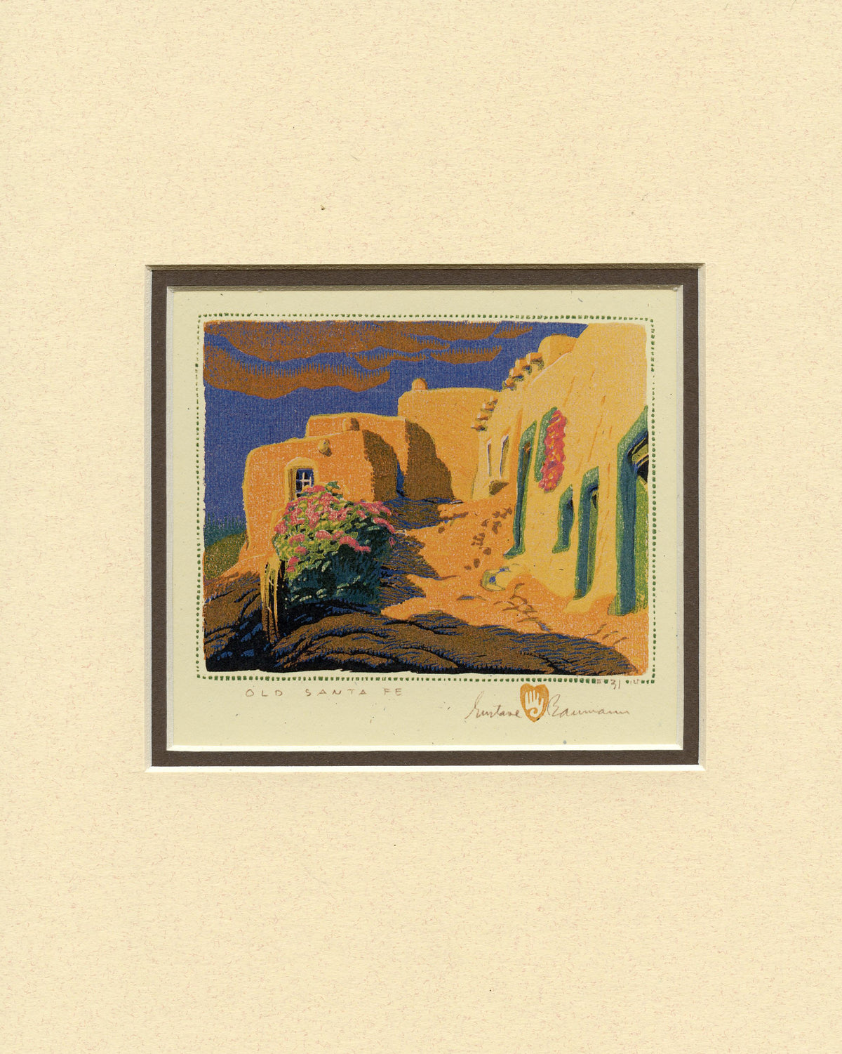 Gustave Baumann Old Santa Fe Matted Print