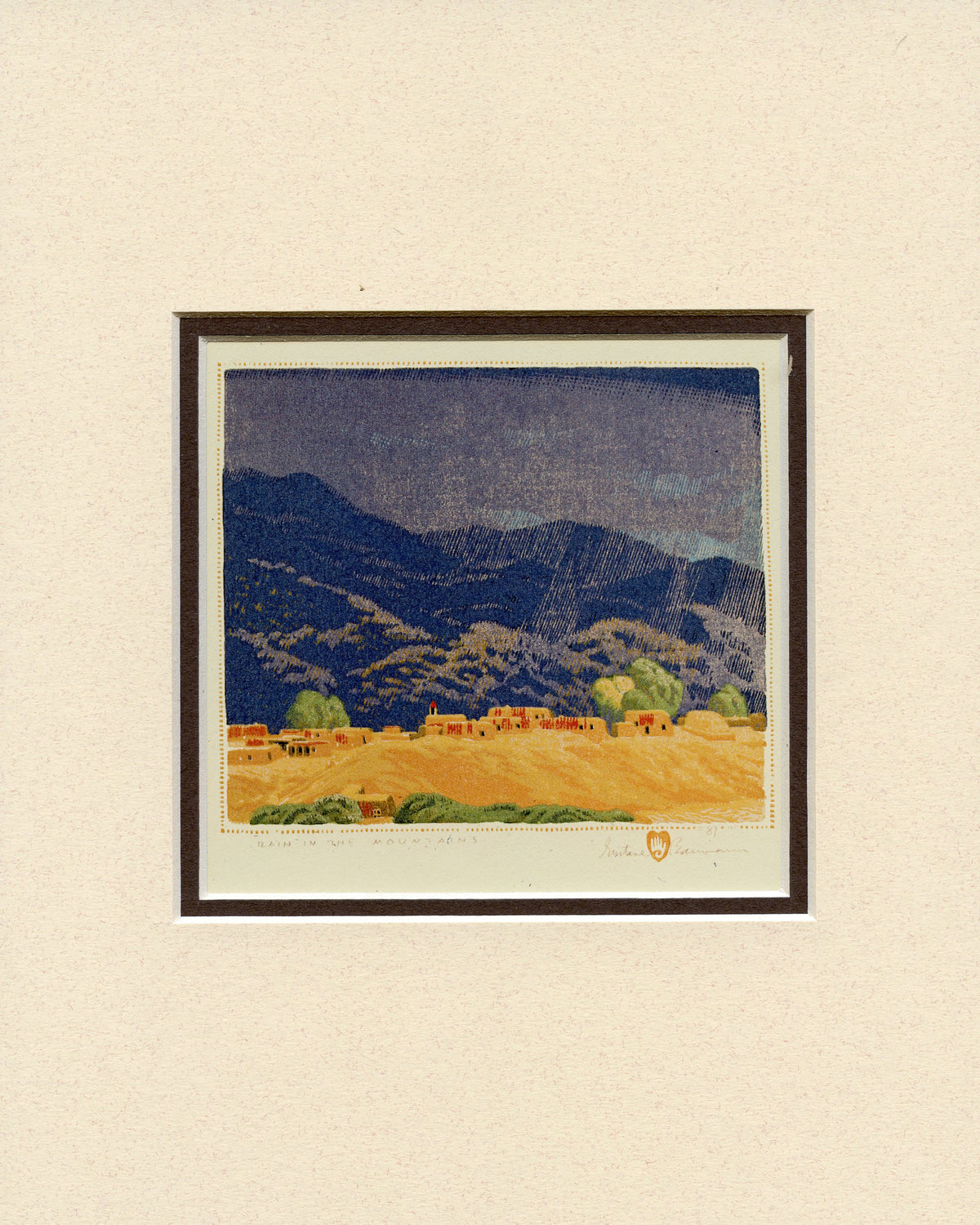 Gustave Baumann Rain in the Mountains Matted Print