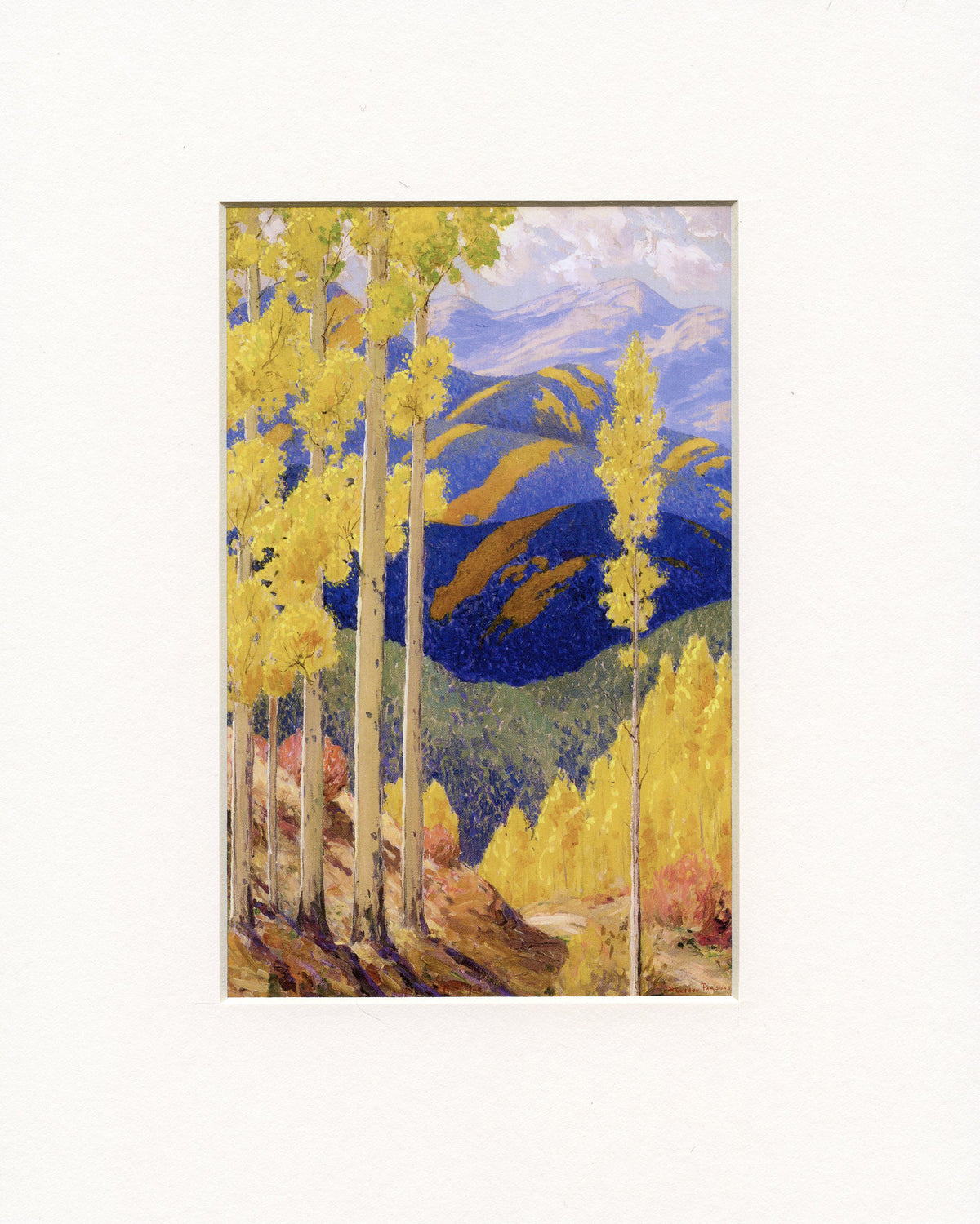 Sheldon Parsons Santa Fe Mountains in October Matted Print