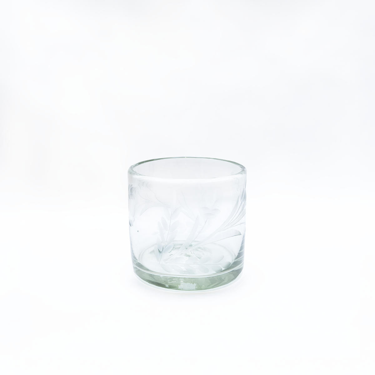 Medium Hand Etched Blown Tumbler Glass