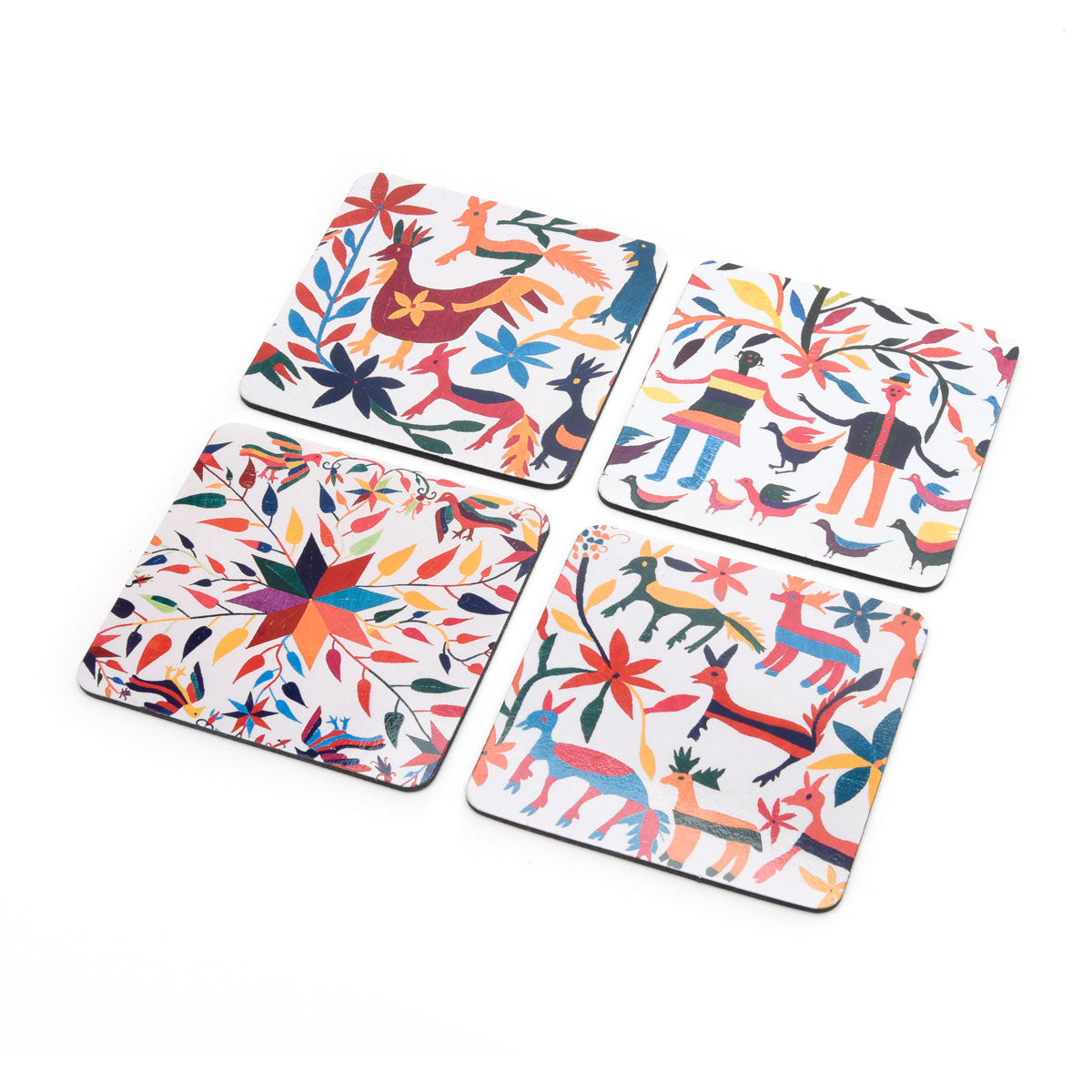 Otomi Embroidery Four Coasters Set