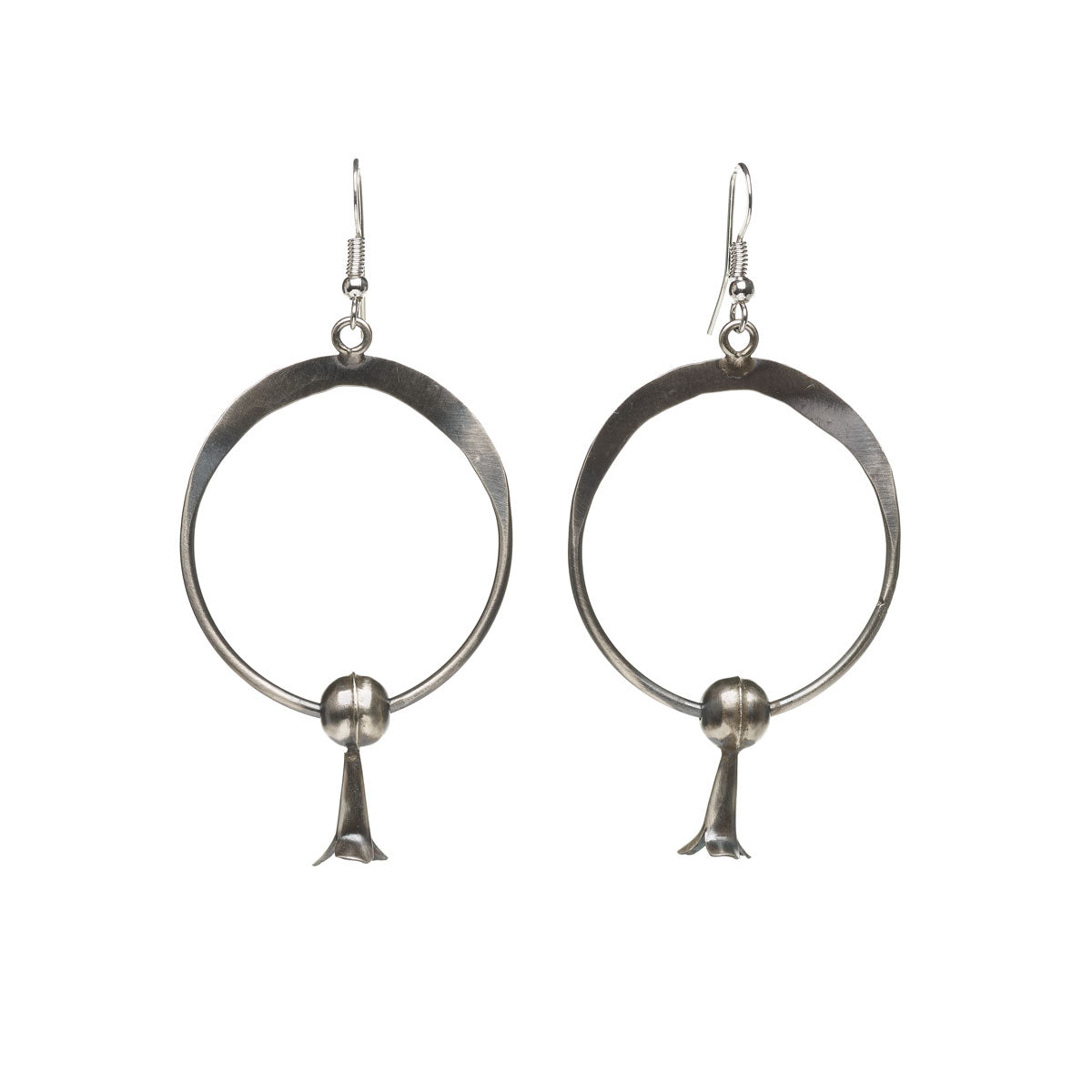 Sterling Silver Squash Blossom Hoop Earrings