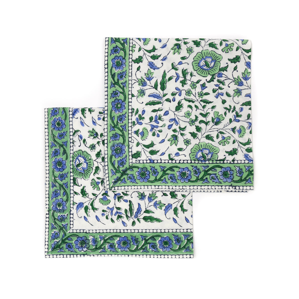 Set of Two Jaipur Blue &amp; Green Floral Napkins