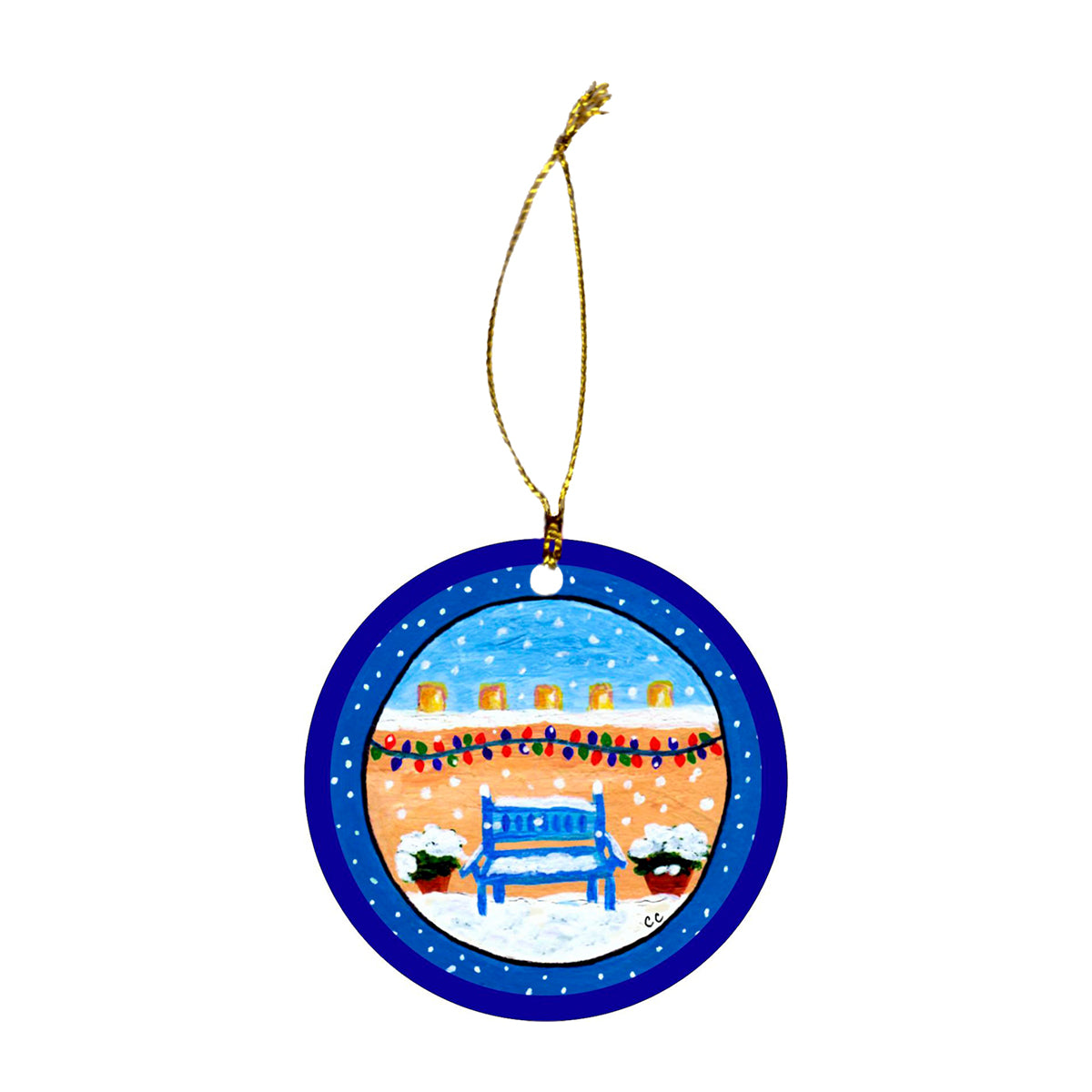 Blue Bench Santa Fe Ornament