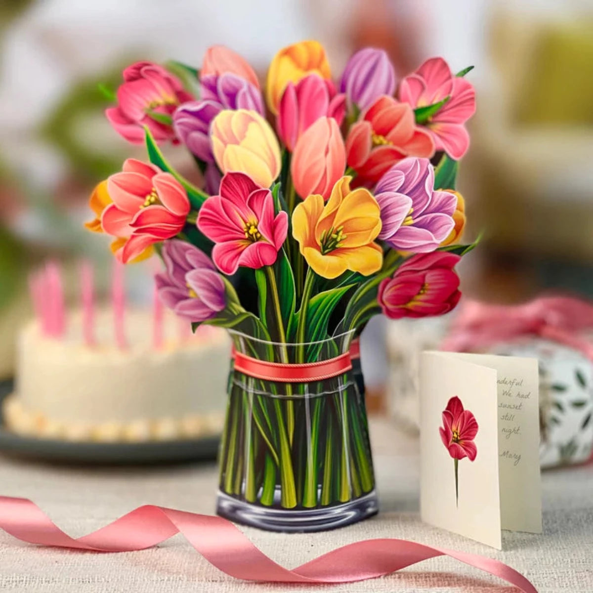 Festive Tulips Pop-up Card