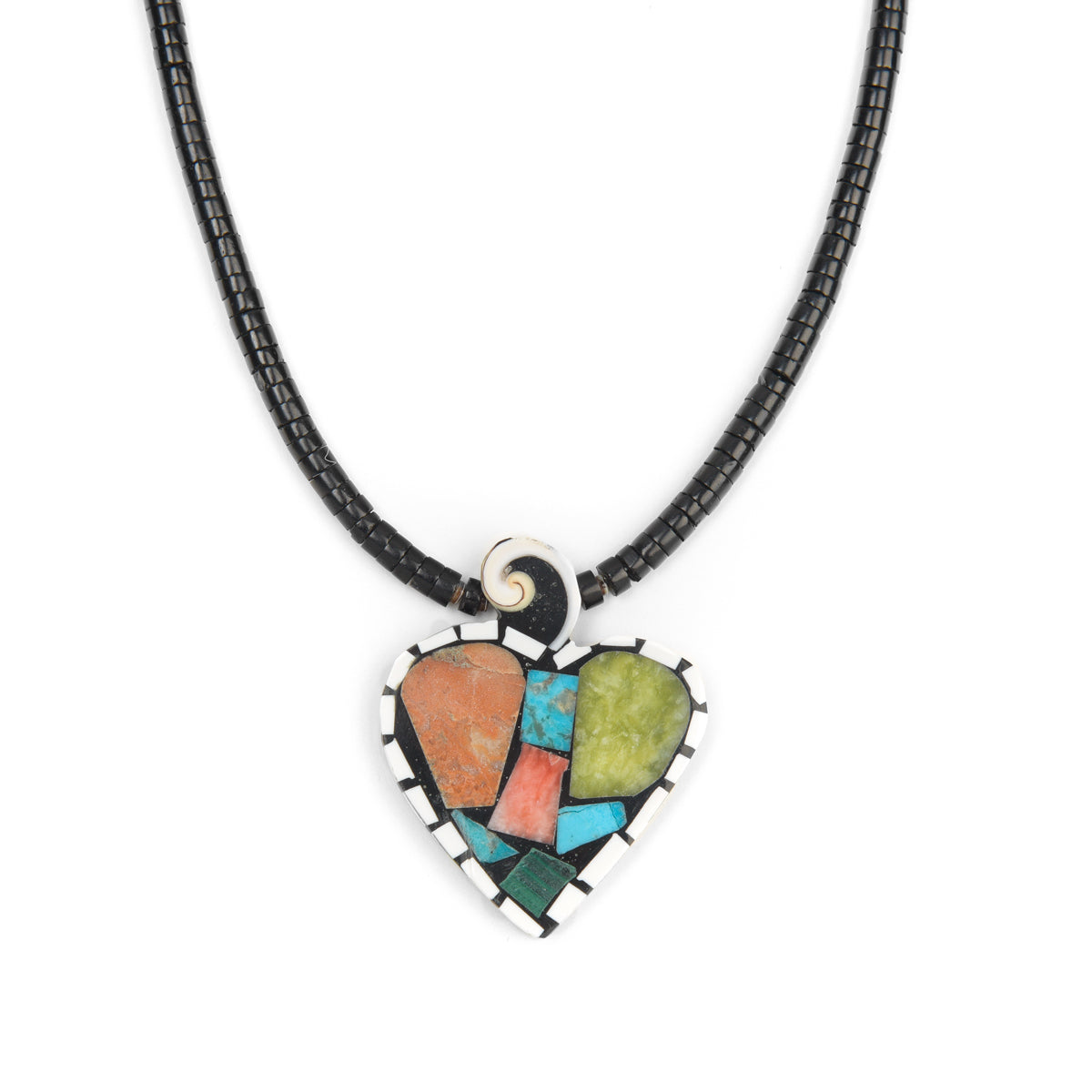 Mary Tafoya Mosaic Inlay Heart Necklace