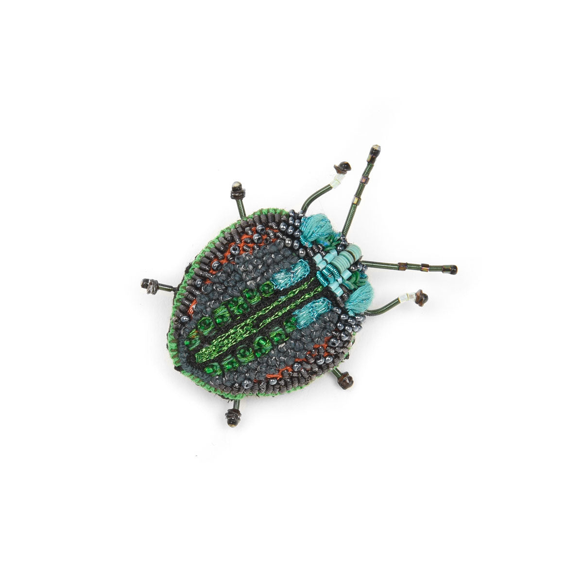Green Leaf Beetle Brooch Pin