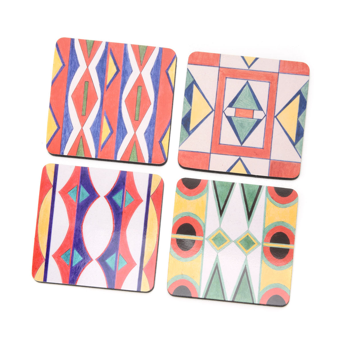 Native American Parfleche Drawings Four Coasters Set
