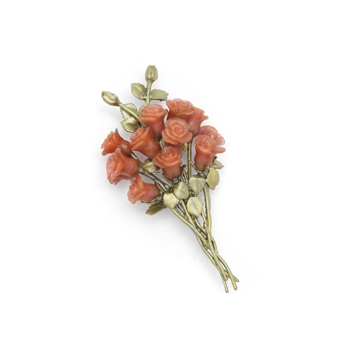 Red Rose Bouquet Brooch Pin